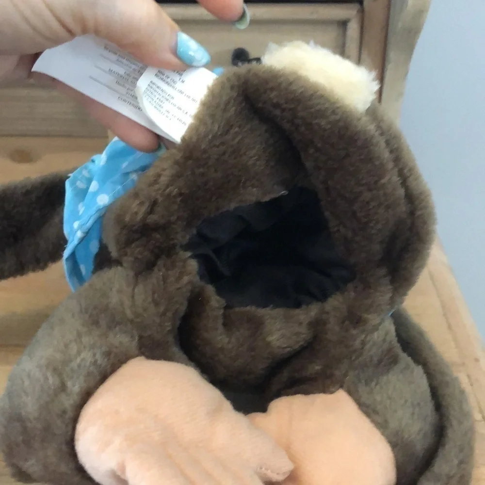 Hosung Monkey Hand Puppet Vintage Squeaker Brown Hanging 1990’s Dressed